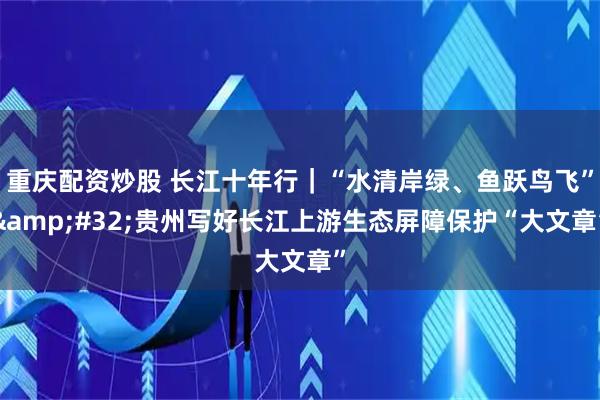 重庆配资炒股 长江十年行｜“水清岸绿、鱼跃鸟飞” 贵州写好长江上游生态屏障保护“大文章”